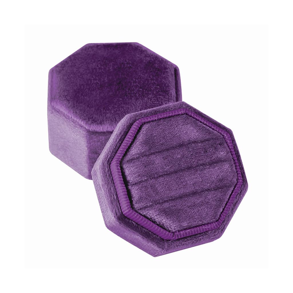 Photo 1 of JZTang Velvet Ring Box Octagon Shape 3 Slots Jewelry Box Triple Slots Ring Box Display Holder Elegant Jewelry Storage Box Gift for Proposal Engagement Anniversary Ceremony (Dark Violet)