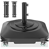 Umbrella Base with Wheels, Umbrella Stand Base Heavy Duty 100lb Windproof, Fillable Umbrella Base Mobile Square Umbrella Stand Outdoor Base for Patio, Deck, Poolside, Lawn, Fits Most Sized Umbrellas