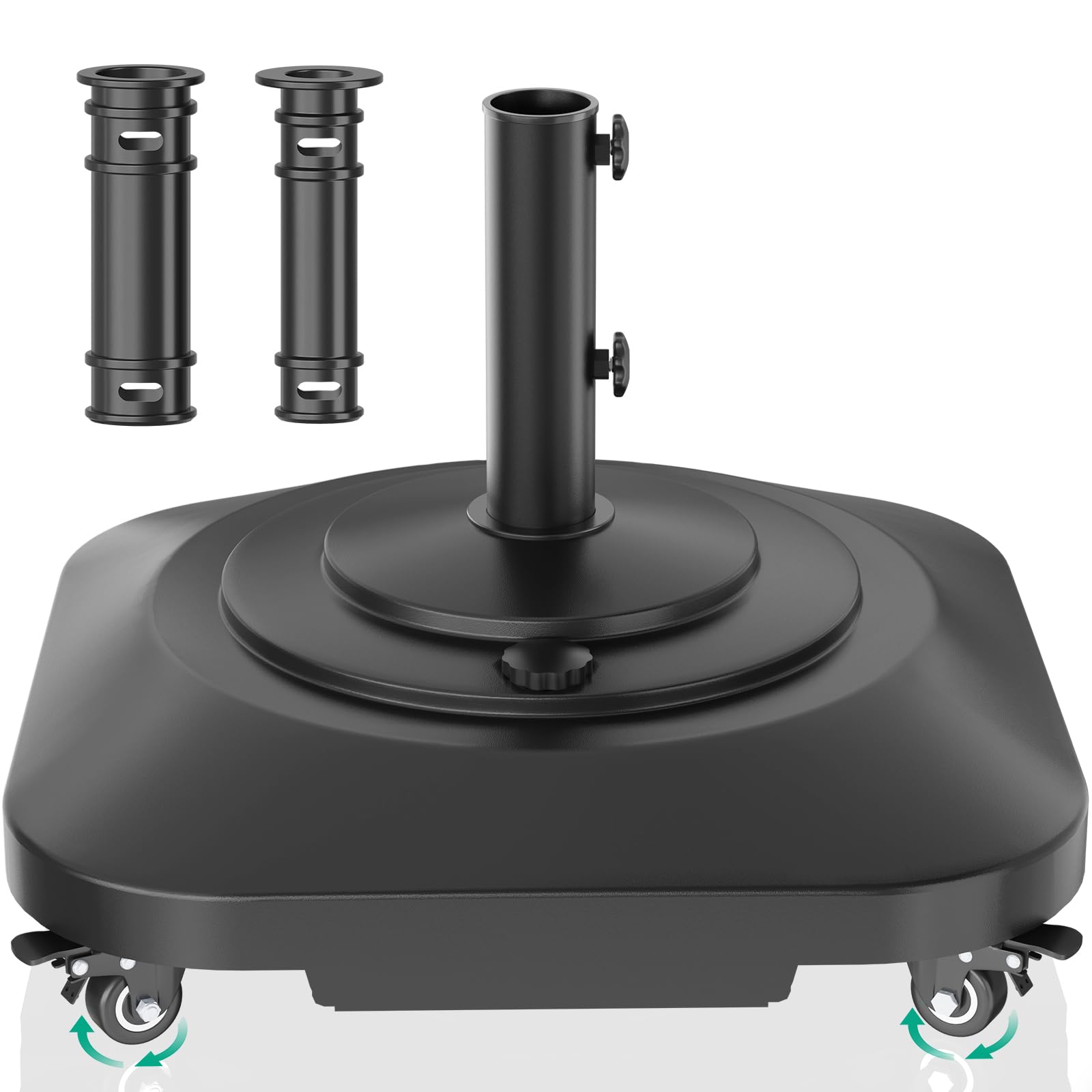 Photo 1 of ***Base only***no attachments *****FOR PARTS ONLY****
 Umbrella Base with Wheels, Umbrella Stand Base Heavy Duty 100lb Windproof, Fillable Umbrella Base Mobile Square Umbrella Stand Outdoor Base for Patio, Deck, Poolside, Lawn, Fits Most Sized Umbrellas