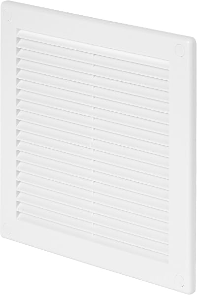 Awenta Plastic Air Vent Grille Cover 200x200mm 8x8 inch White with Insect Grid