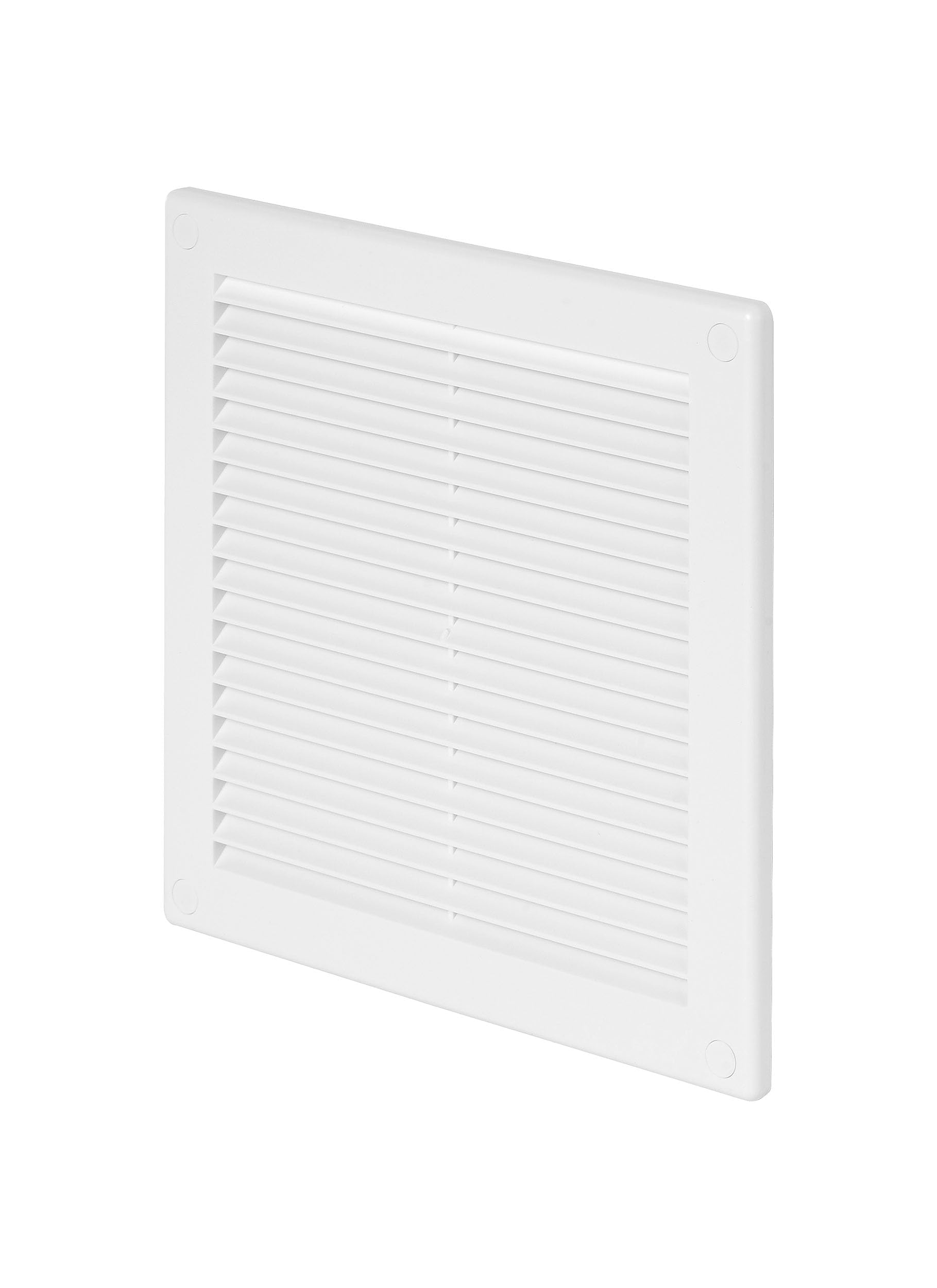 Awenta Plastic Air Vent Grille Cover 200x200mm 8x8 inch, White with Insect Grid Fly Net, Screw Hole Covers for Better Look