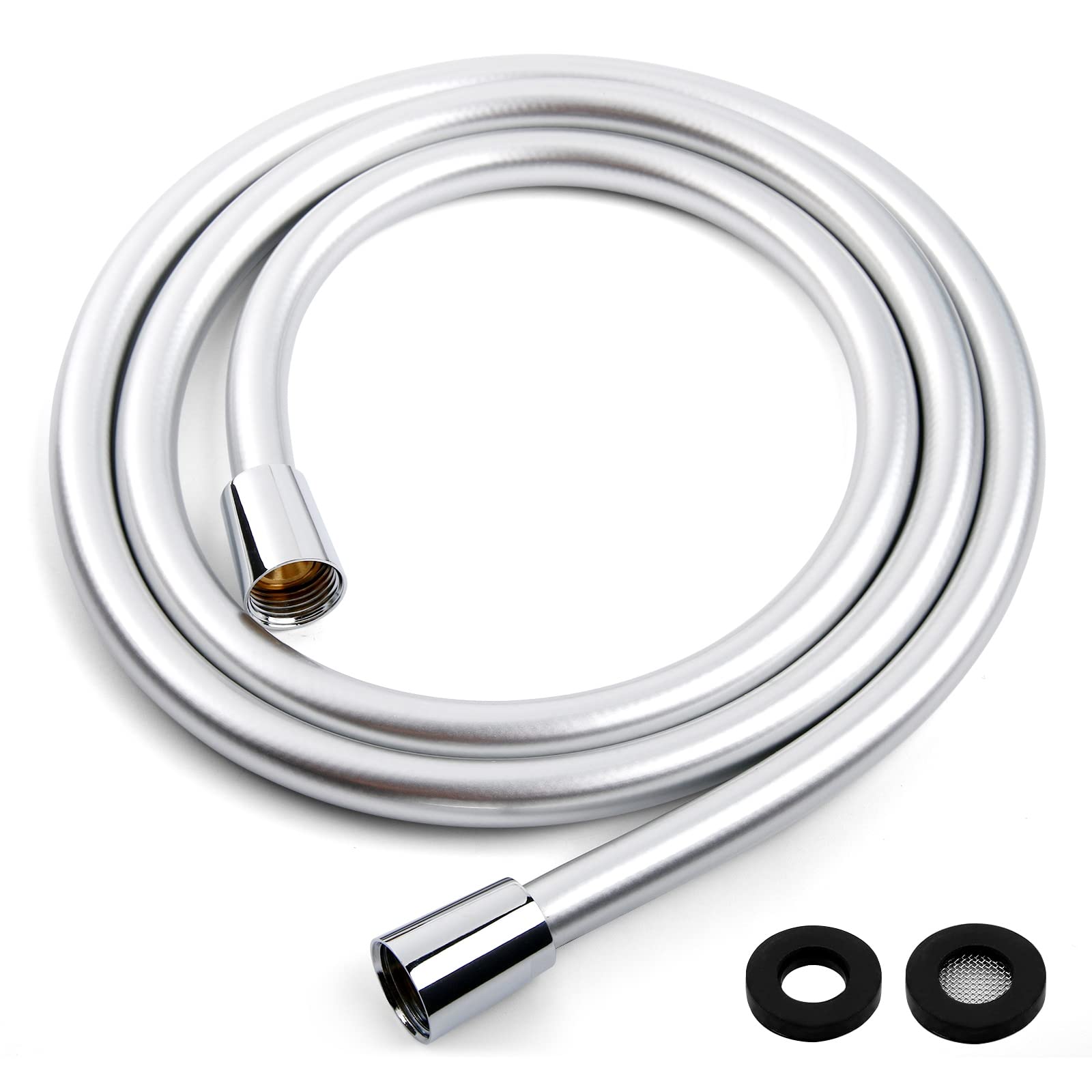 LEEFE PVC Smooth Shower Hose Flexible Anti-Kink Handheld Shower Head Hose with Brass Connections 1.75M / 69 Inch