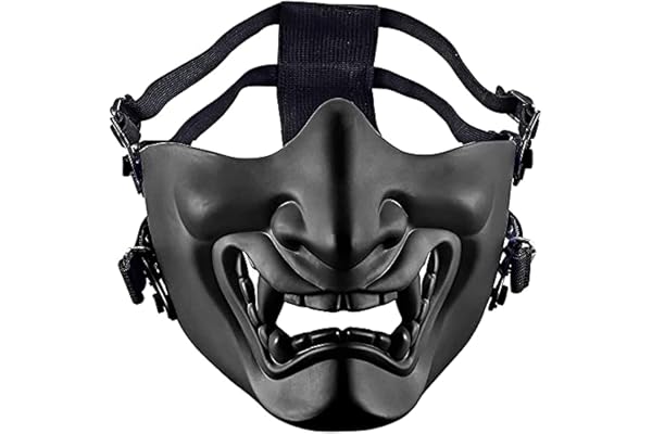 Tactical airsoft half face mask with demon face design in soft TPR material