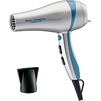BaBylissPRO Nano Titanium Hairdryer, Ionic and Ceramic Blowdryer with 2 speeds, 3 heat settings and a built in stand, 1700 Wa