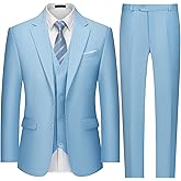 MAGE MALE Mens Two Button 3-Piece Suits Slim Fit Tuxedo Set with Blazer Jacket Vest & Pants for Wedding Prom Business
