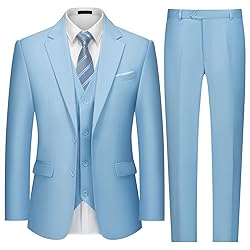 MAGE MALE Mens Two Button 3-Piece Suits Slim Fit