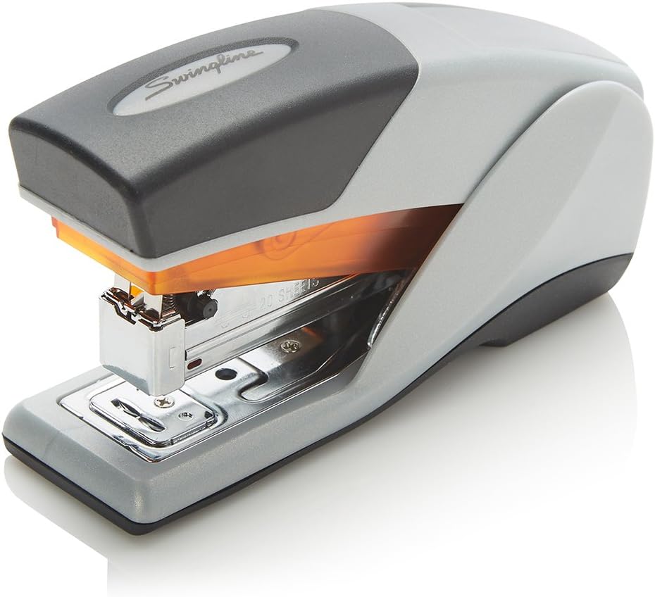Swingline Stapler, Optima 25, Compact Desktop Stapler, 25 Sheet Capacity, Reduced Effort, Orange/Gray (66412) : Desk Staplers : Office Products