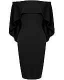 Womens Off The Shoulder Cocktail Party Dress Batwing Cape Midi Dress