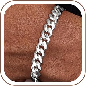 Lnnyn Sterling Silver Over Bracelet for Men, 9MM/10MM/11MM Cuban Bracelet | S925 Sterling Silver Over Cuban Link Chain Bracel