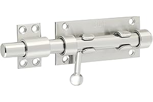 Alise 6 Inch SUS304 Stainless Steel Gate Latch, Slide Bolt Latch,Thickened Heavy Door Latch Lock, Barrel Bolt Latch for Outdoor Fence, Wooden Fence,Shed Door Brushed Finish