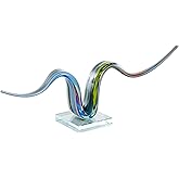 Deco 79 Glass Abstract Decorative Sculpture Wave Home Decor Statue with Clear Base, Accent Figurine 20" x 4" x 6", Multi Colo