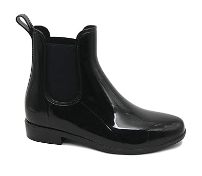 black shiny chelsea boots