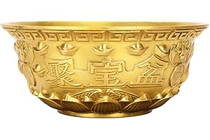 SUPVOX Brass Gold Treasure Basin Bowl 12cm Desktop Decoration Fortune Basin Office Candy Holder Random