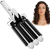 Three Barrel Curling Hair Crimper: Aleath Dual Voltage Crimper Hair Tool - 1 inch 3 Barrels Curler Iron Wand