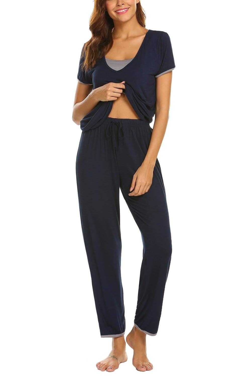 UNibelle Pigiama Due Pezzi Premaman Donna Pigiami Allattamento Scollo a U  Manica Corta con Pantaloni S-XXL Pigiami e camicie da notte  urban-earth.co.uk