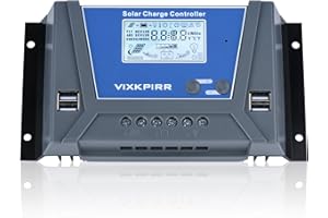 VIXKPIRR 30A Solar Charge Controller 12V 24V 36V 48V Auto, PWM 30A Solar Controller with Temperature Sensor LCD Backlit Display 4 USB Ports, Fit for 12V 24V 36V 48V Lead-Acid and Lithium Batteries