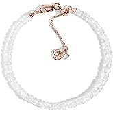 Moon Magic Moonstone Bracelet for Women | Black Obsidian, Rose Quartz Bracelet/Real 925 Sterling Silver | 18k Rose & Yellow Gold Rainbow Genuine Moonstone Jewelry for women | June Birthstone Bracelet