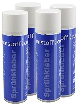 4 Dosen Sprühkleber a 500ml Dose, kräftiger Kleber Spraydose mit Dosierventil, geruchsarm und transparent