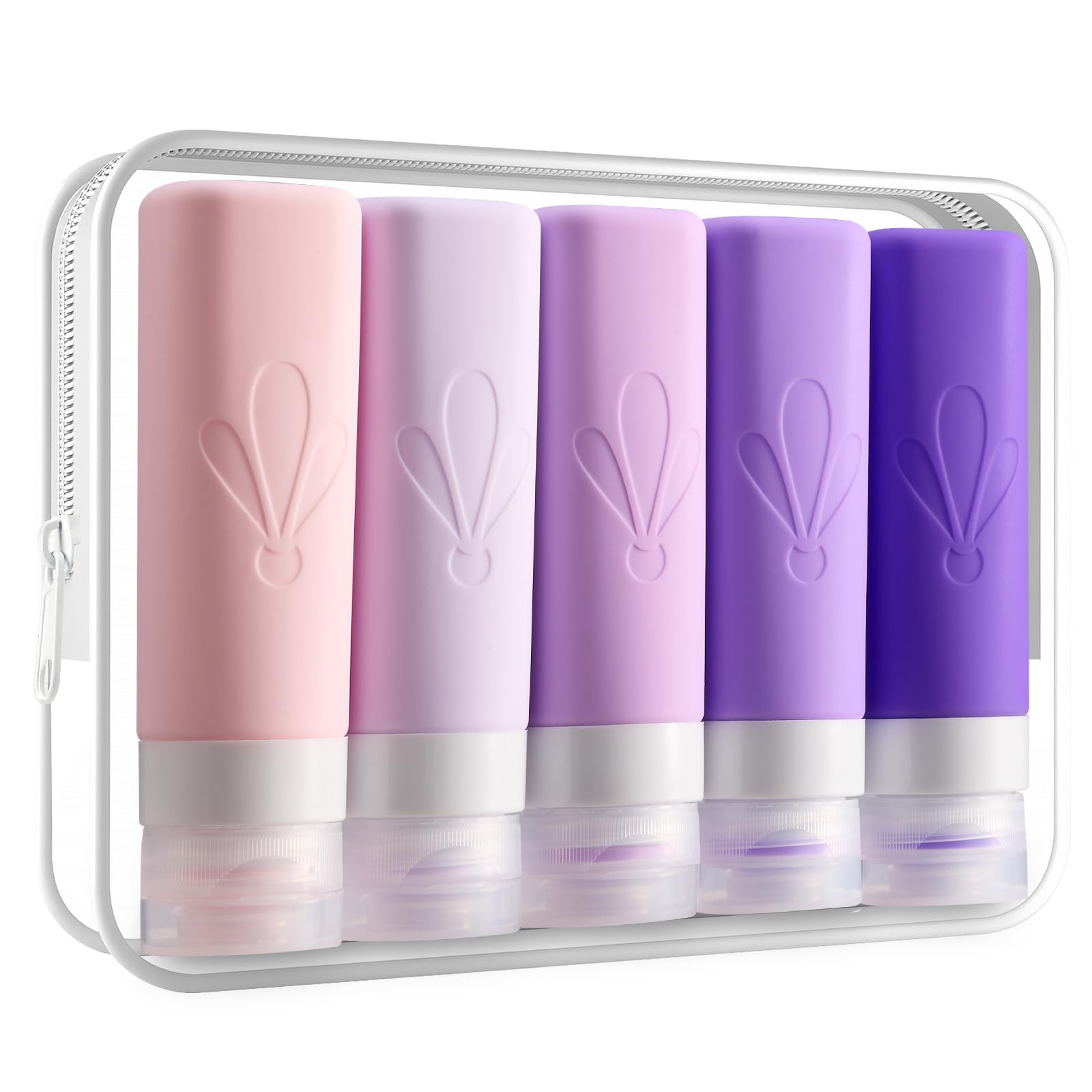 INSFIT Travel Bottles for Toiletries, CAA Approved 90ml Travel Size Toiletries, BPA Free Leak Proof Silicone Containers, Holiday Essentials for Women Travel Essentials for Shampoo with Toiletry Bag