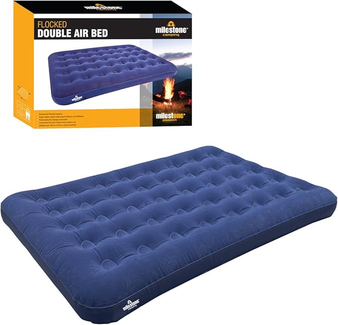 Milestone Camping Double Flocked Airbed Blue Amazon.co.uk Kitchen