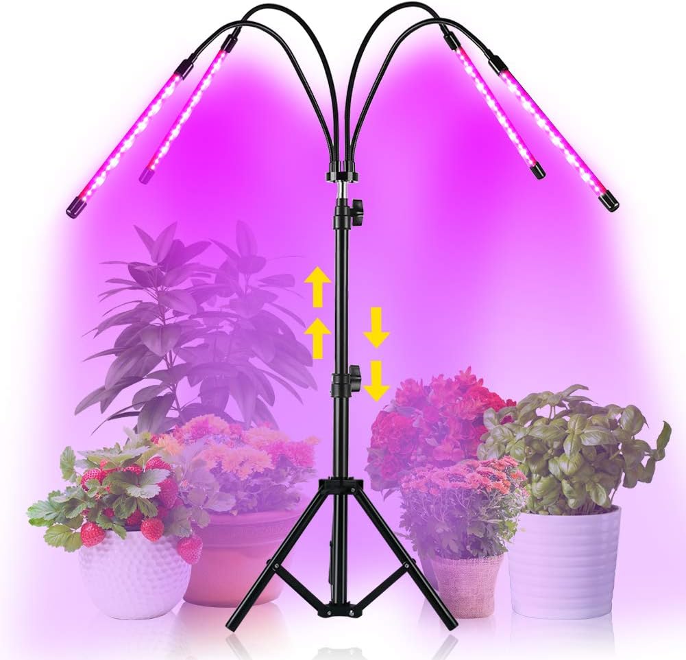 LED Grow Light for Indoor Plants, 4 Head Plant Grow Light with Tripod