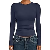 AUTOMET Womens Long Sleeve Shirts Basic Compression Going Out Crop Tops Fall Fashion Y2K Clothes 2025