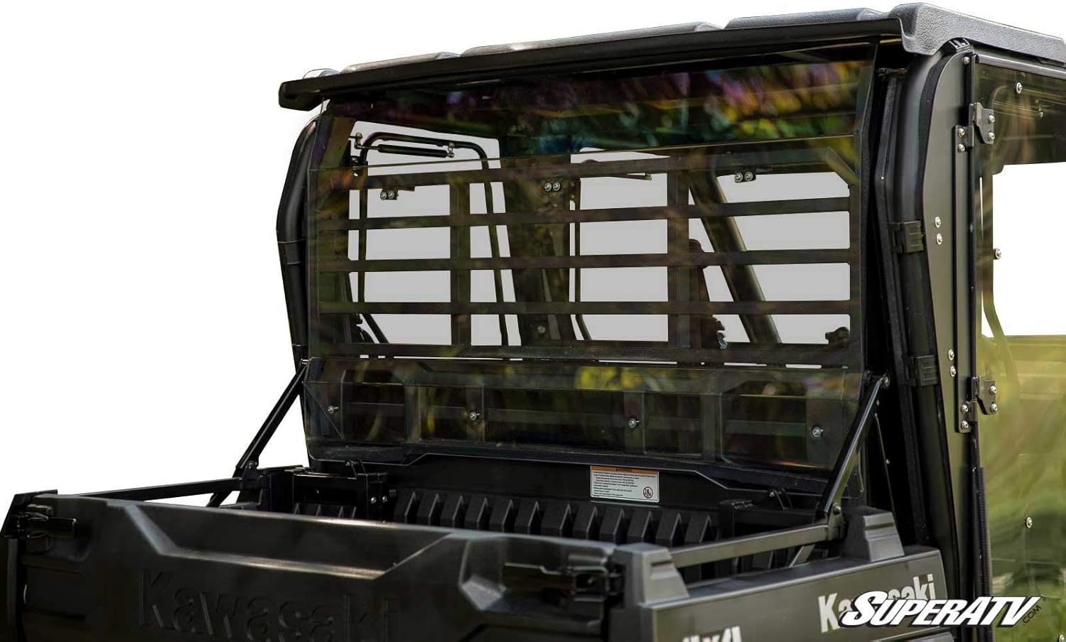 SuperATV Heavy Duty Light Tinted Rear Windshield for Kawasaki Mule Pro