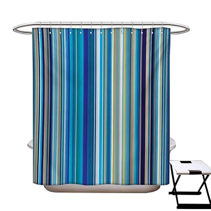 Amazon Com Blue Shower Curtain Customized Vertical Stripes