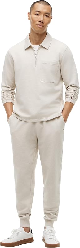 Uomo Pantaloni da Jogging Essential Terry Sweatpant in Cotone, Beige (Heathered Oatmilk), XL