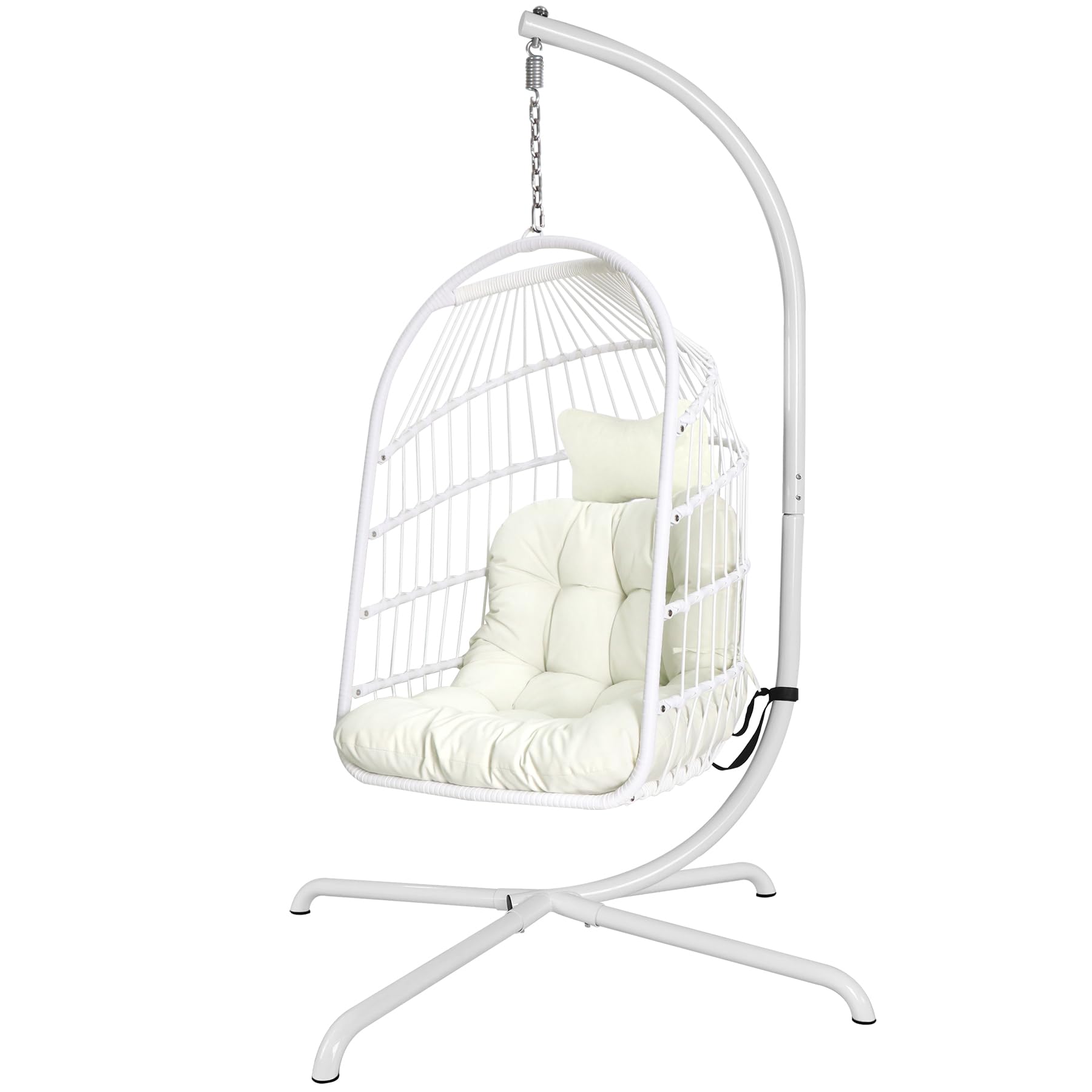 Photo 1 of *Framework only/Missing egg chair and pillow* Chihee Egg Chair with Ultra Strong Stand and Cushion Foldable Wicker Rattan Hanging Chair Indoor Outdoor Patio Lounging Chair 330 lbs Capacity Balcony Porch Bedroom Garden