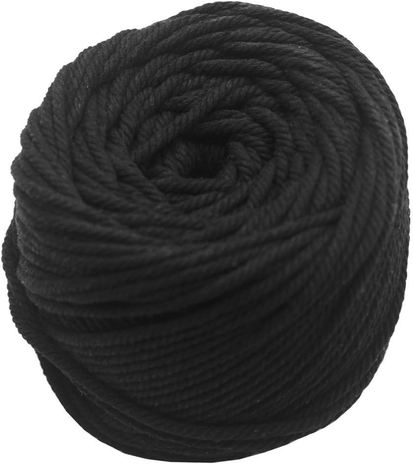 JUN 3mm/4mm Dia Natural Cotton Cord Macrame DIY Wall Hanging Plant Hanger Craft Making Knitting Cord Rope Home Wall Decoration, Color Black Macramé Cord, Length 109 yd (4mm x 100m)