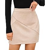 SEAFORM Women's Faux Suede Mini Skirt Fall Winter Bodycon Short Skirts High Waist Trendy Pencil Skirt for Women