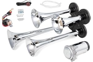 AOLIHAN Truck Horn 150DB Train Horn Kit 4 Trumpet 12V Air Horn Super Loud Train Horns with Compressor for Truck Car Pickup Je