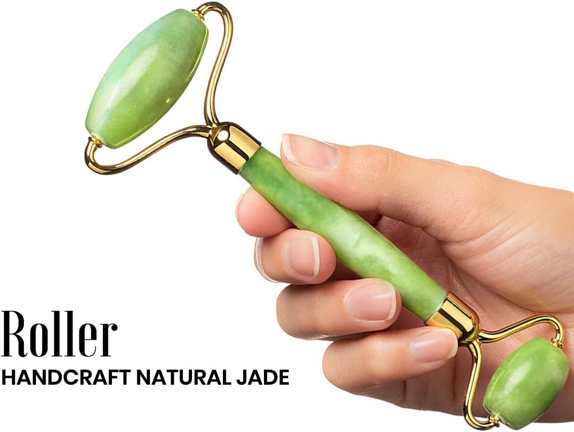 ROSELYNBOUTIQUE Gua Sha Facial Tools & Face Roller for Wrinkless Natural Skincare Tool Jade Roller Guasha Tool for Face Facial Massager (Green) - Image 3