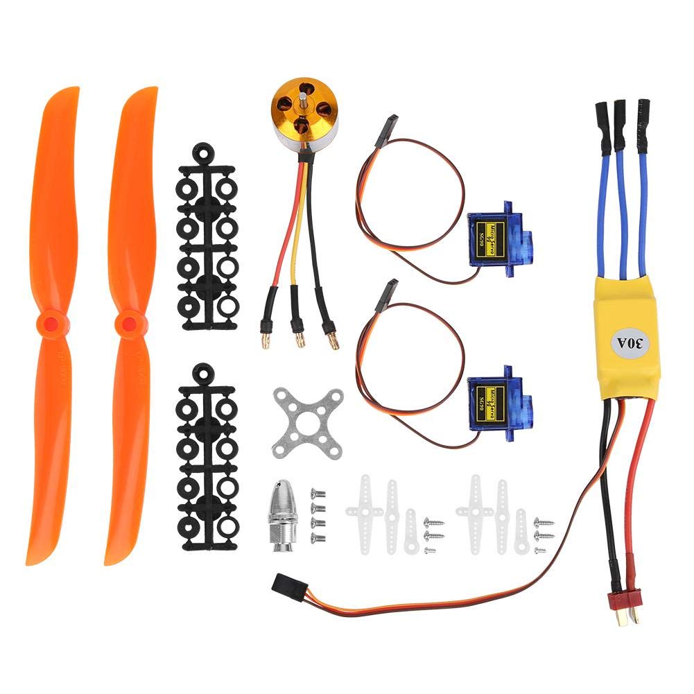 RC Fixed Wing Plane Helicopter Toys, 1400KV Brushless Motor + 30A ESC + SG90 9G Micro Servo + 8060 Propeller Accemble(Motor + ESC + Servo + Propeller)