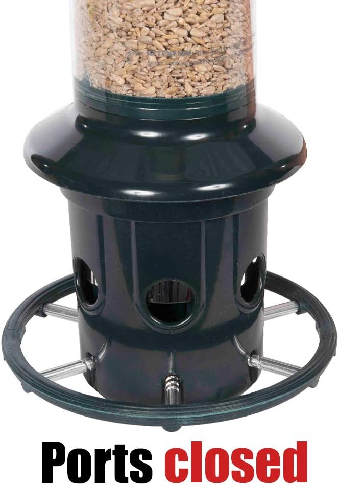 Squirrel Buster Plus Squirrel-proof Bird Feeder w/Cardinal Ring and 6 Feeding Ports, 5.1-pound Seed Capacity, Adjustable, Pole-mountable (POLE ADAPTOR SOLD SEPARATELY), Green : Garden & Outdoor