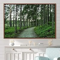 Framed Canvas Wall Art Rustic Woods Brown Dark Dramatic Forest Group Nature Photography Realism - 16x24 inches