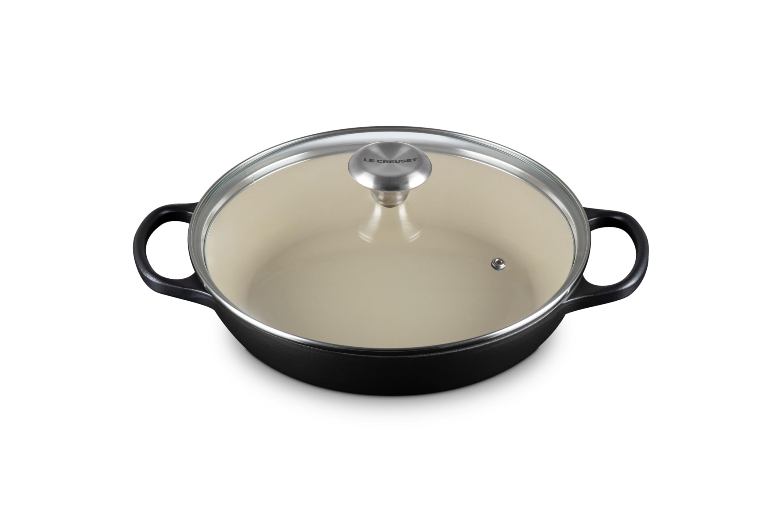 Photo 1 of Le Creuset Enameled Cast Iron Signature Round Braiser with Glass Lid, 2.25 qt., Licorice