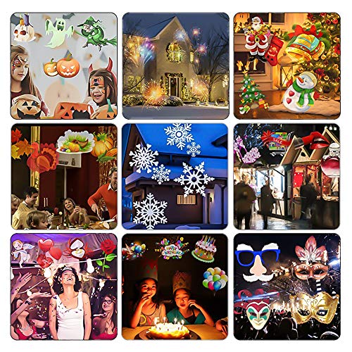Christmas Projector Lights, 2-in-1 Moving Patterns with Ocean Wave LED Landscape Lights Waterproof Outdoor Indoor Xmas Theme Party Yard Garden Decorations, 16 Slides 10 Colors