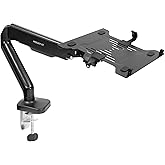 Mount-It! Laptop Desk Mount Arm with Gas Spring | Full Motion Adjustable Laptop Arm Mount for 11-17 Inch Laptops | Ergonomic Desk Stand with Clamp, Grommet Base, and 22 lbs Capacity