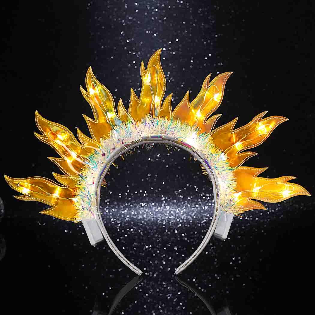 Photo 1 of **LIGHTS DONT WORK** Dresbe  Sun Goddess Headband LED Flame Headbands Fire Halo Party Hair Accessories for Women (Yellow Light)