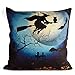 KUUQA 4Pcs Happy Halloween Linen Pillow Case Cover, Decorative Throw Pillow Cover Cushion Case with Spider/Moon/Bat for Halloween Party Favors Supplies(Pillow Inner not Included)