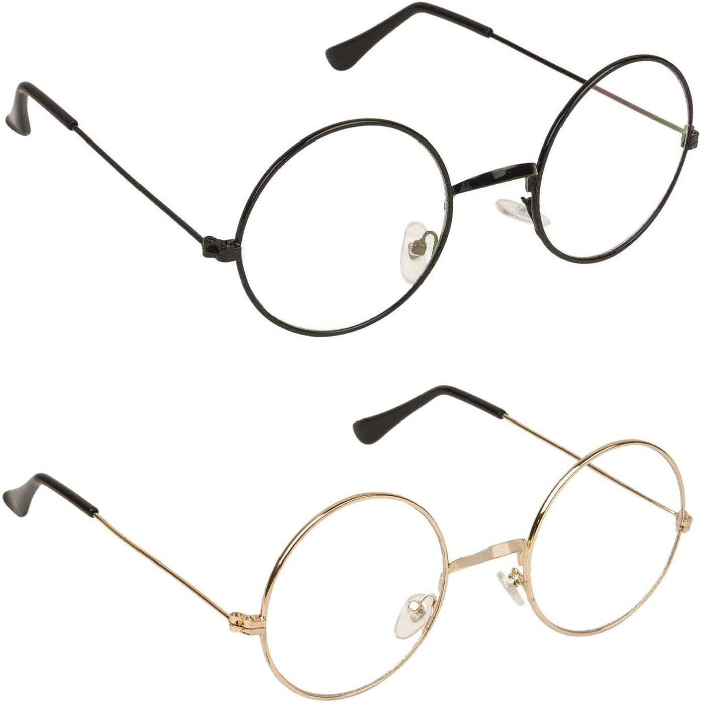 Voosoto Round Fully Metal Combo Transparent spectacle frame sunglasses for mens and womens (Black and Golden Frame)