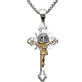 Tapp Collections Stainless Steel St Benedict Crucifix Cross Pendants Necklace INRI