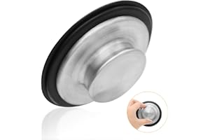 KUFUNG Sink Stopper, 3.35 Inch Universal Kitchen Sink Stopper Garbage Disposal Drain Stopper Brushed Stainless Steel Rubber STP-SS for Insinkerator, Kitchenaid, Kohler, Waste King (Silver)
