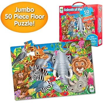 The Learning Journey: Jumbo Floor Puzzles - Animals of The World - Extra Large Puzzle Measures 3 ft by 2 ft