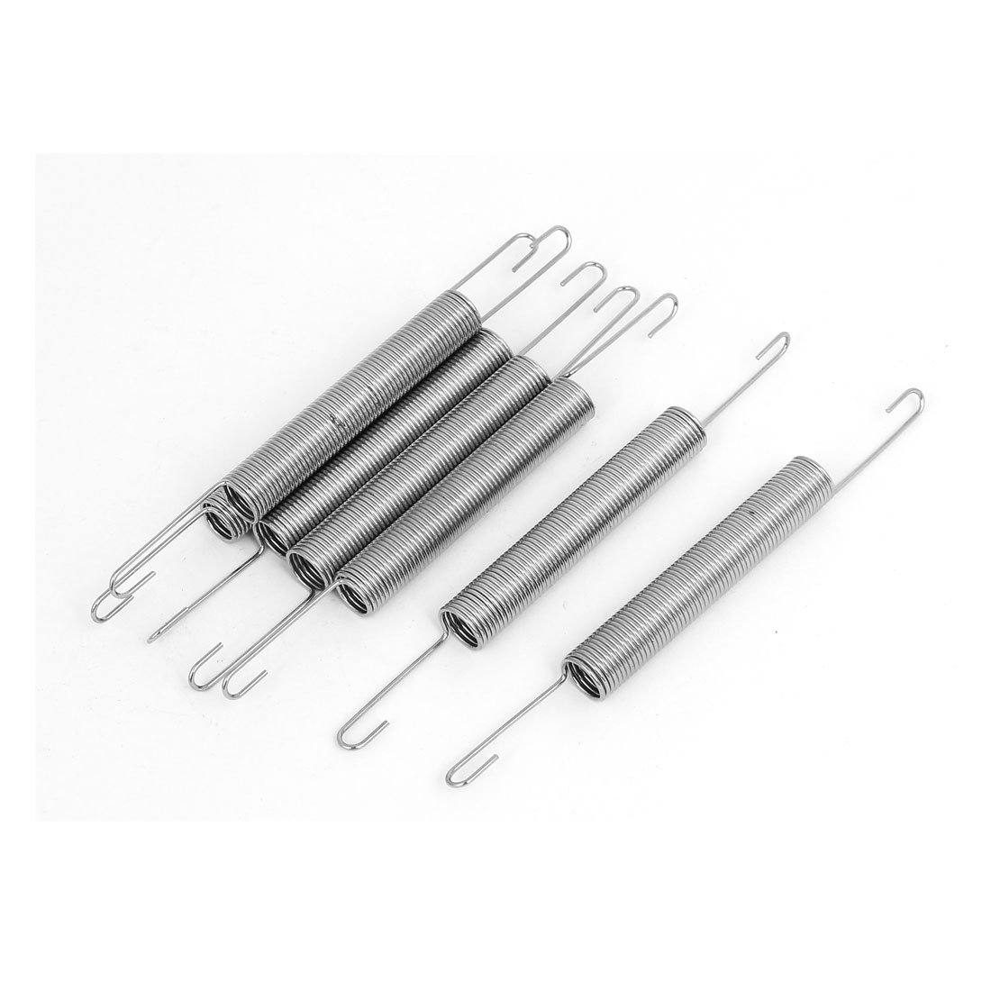 Sourcingmap 60mmx10mmx0.9mm Stainless Steel Dual Hook Tension Spring Silver Tone 7pcs
