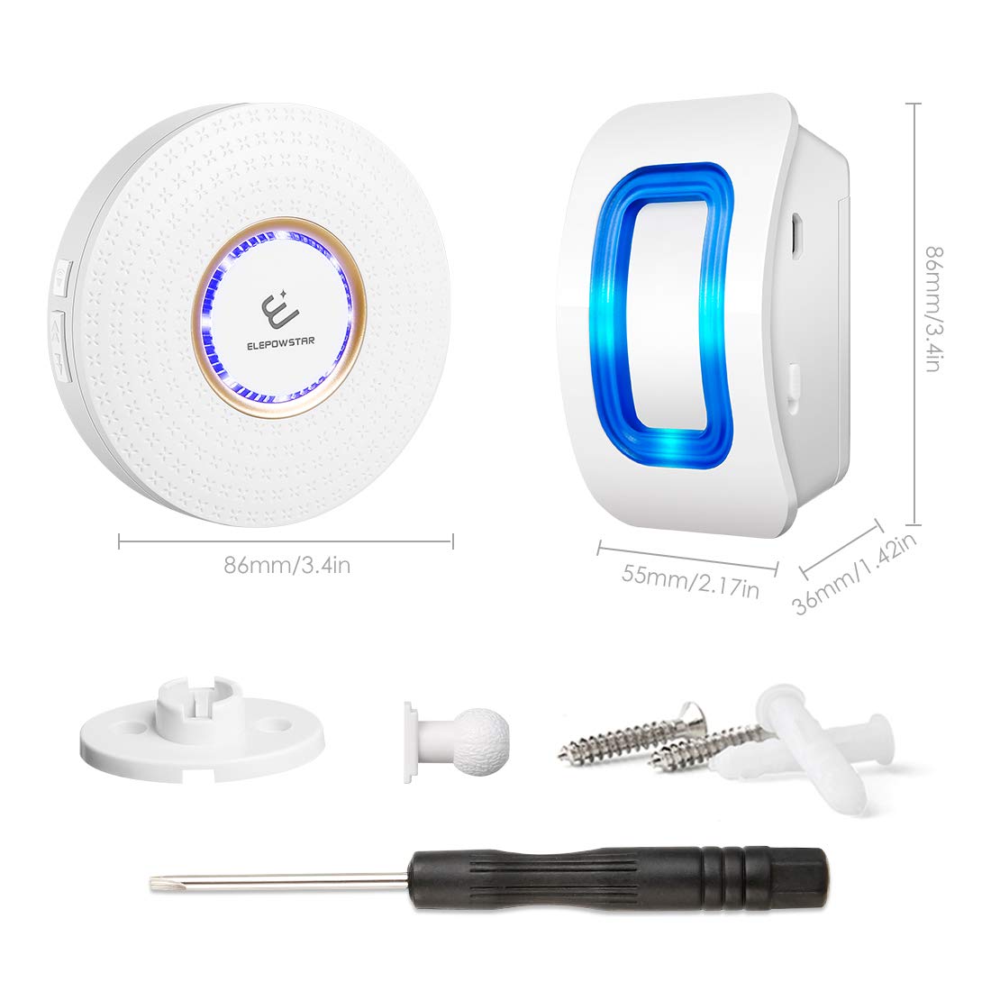 Motion Sensor Detect Alert, Wireless Home Security Driveway Alarm, Weatherproof Alert System Kits with 52 Chimes/4 Level Volumes/LED Flash (3 PIR Motion Sensor Detectors + 2 Plug-in Receivers)