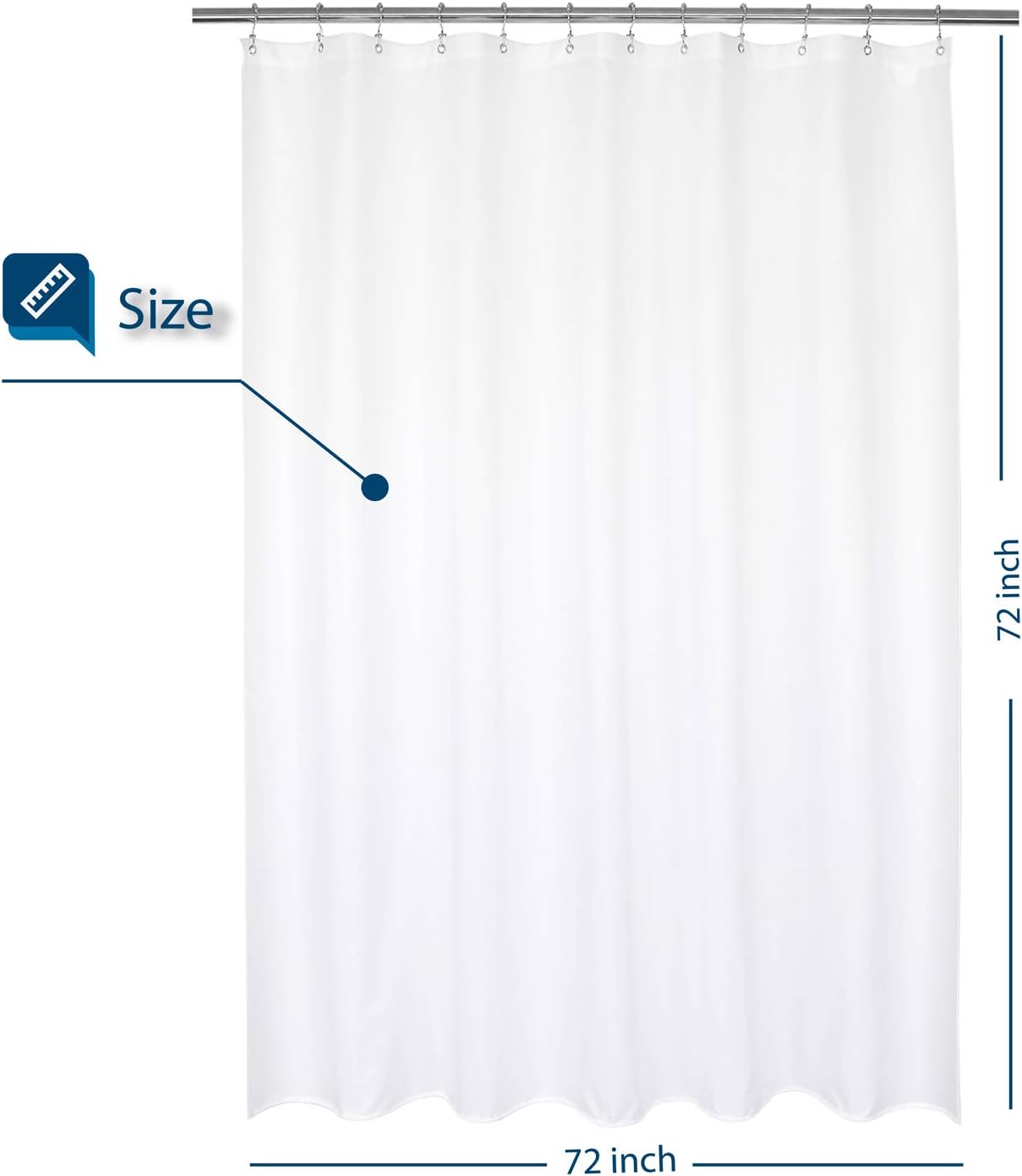Barossa Design Waterproof Fabric Shower Curtain or Liner Hotel Quality, Machine Washable, White Shower Curtain Liner for Bath Tub, 72x72 Inches: Home & Kitchen