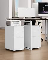 YITAHOME 3-Drawer Lockable Mobile Filing Cabinet White Grey 30x45x61cm view 8